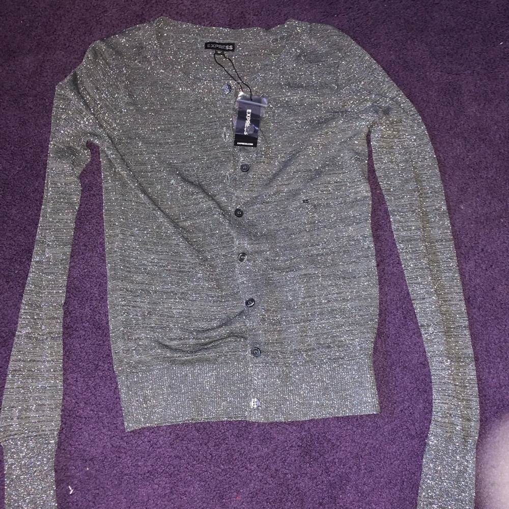 gray/silver cardigan